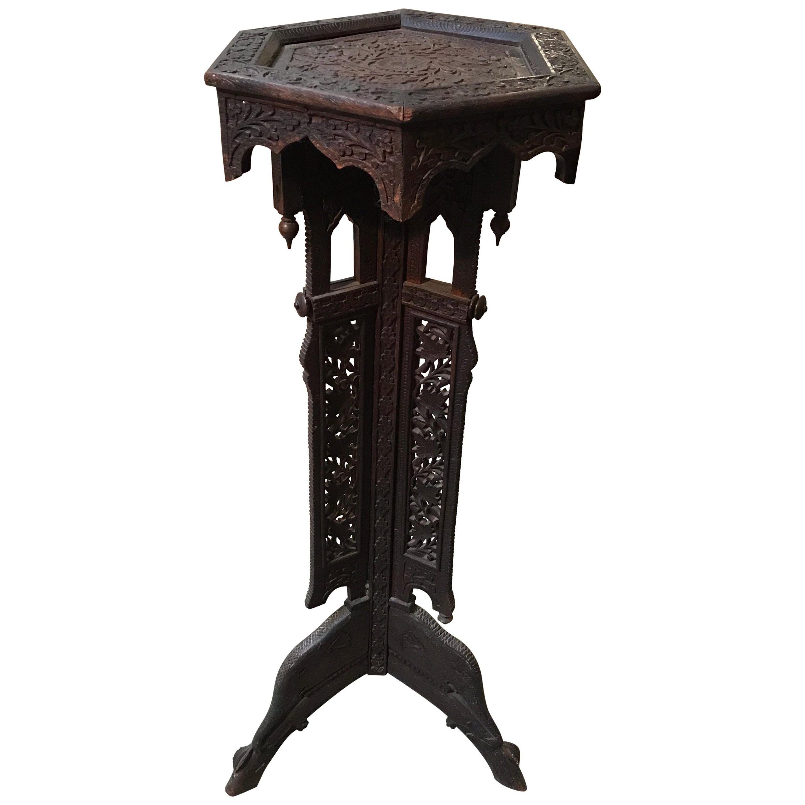 Carved Plant Stands Within Latest Carved Wooden Indian Plant Stand For Sale At 1stdibs (Photo 9 of 10)