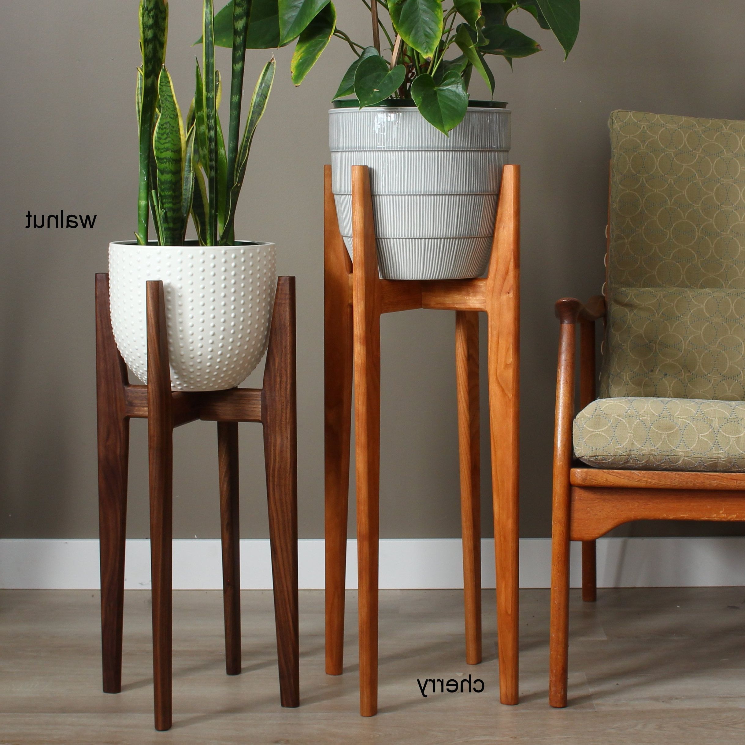 Cherry Pedestal Plant Stands Inside Newest Mid Century Modern Plant Stand Our Original Design Indoor – Etsy (View 7 of 10)