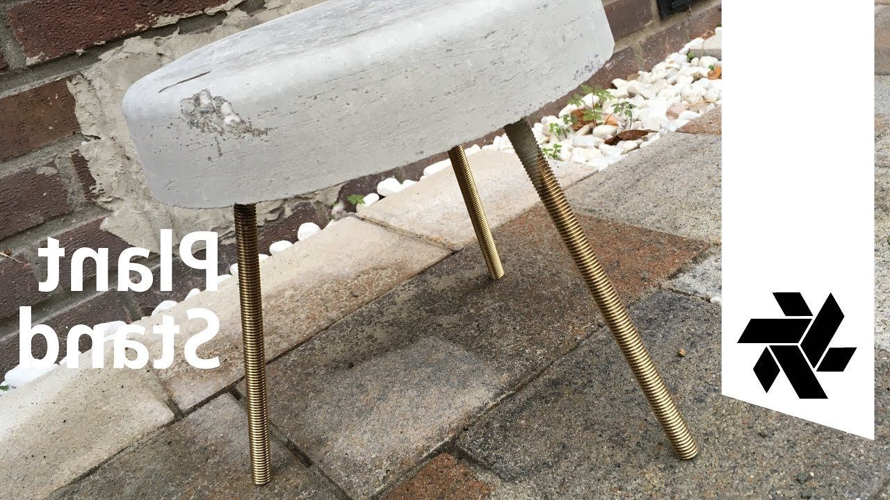 Current Concrete & Brass Plant Stand // Diy How To – Youtube With Cement Plant Stands (View 8 of 10)