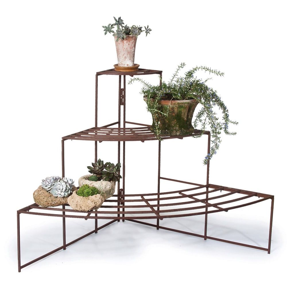 Current Iron Plant Stand  1/4 Round – Campo De' Fiori – Naturally Mossed Terra  Cotta Planters, Carved Stone, Forged Iron, Cast Bronze, Distinctive  Lighting, Zinc And More For Your Home And Garden (View 7 of 10)