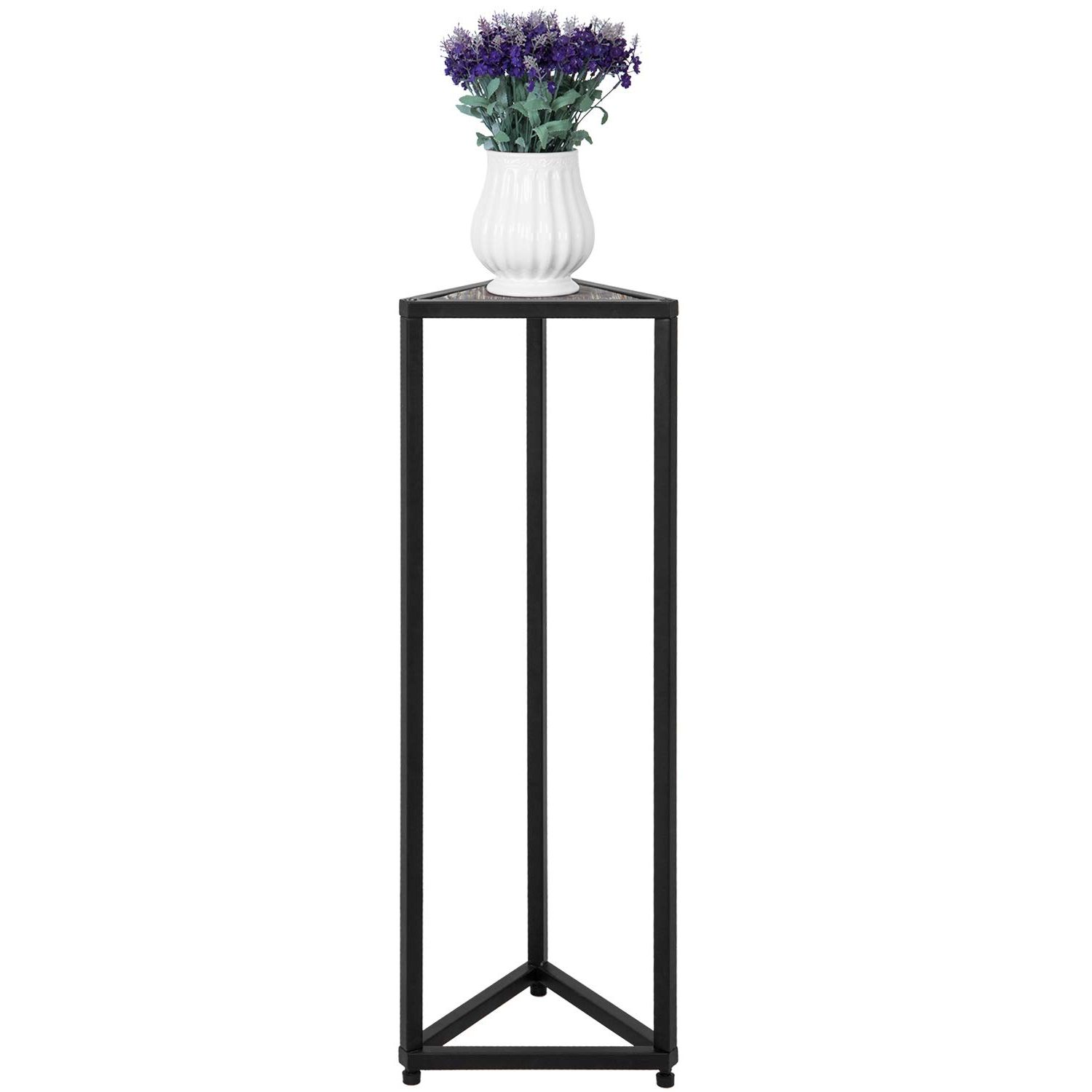 Current Mygift 36 Inch Triangular Plant Stand – Modern Torched Wood And Black Metal  Frame Flower Rack Potted Plant Pedestal Holder, Rustic Farmhouse Corner  Accent Table Throughout 36 Inch Plant Stands (View 2 of 10)
