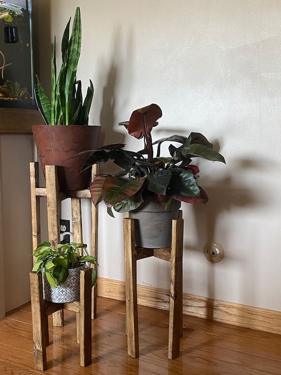 Fashionable Farmhouse Plant Stand L Plant Stand Trio L Houseplant Decor L – Etsy With Regard To Set Of Three Plant Stands (View 6 of 10)