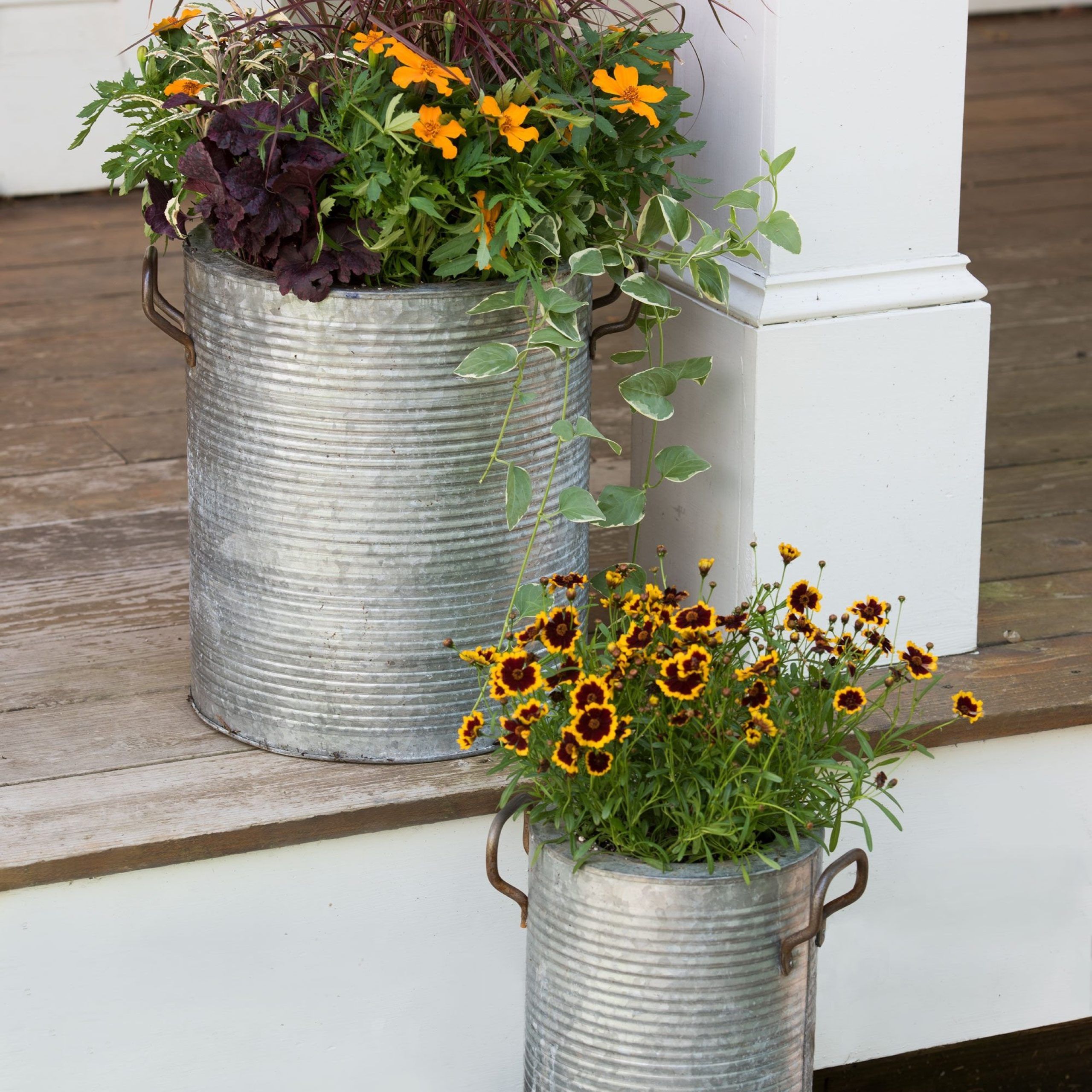 Fashionable Galvanized Plant Stands For Galvanized Metal Planters With A Rim And Handles (View 6 of 10)