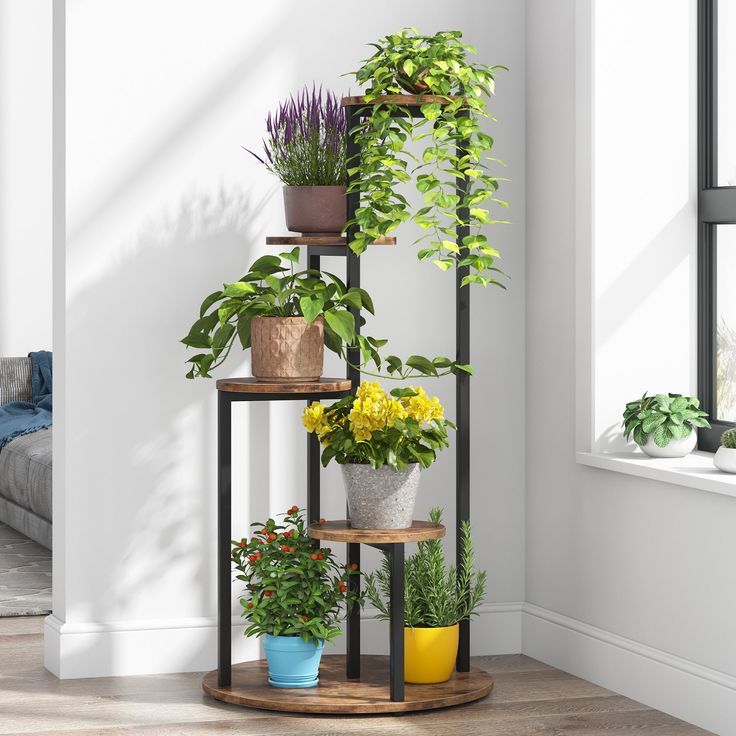 Fashionable Particle Board Plant Stands Regarding Tribesigns Plant Stand, 4 Tier Plant Shelf Holders Corner Flower Pot  Standsdefault Title (View 6 of 10)