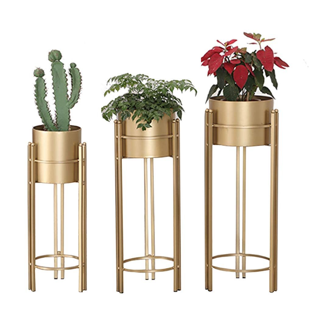 Favorite Amazon : Plant Stand Set – 3 Piece Modern Planter With Tall Metal Stand  – Decorative Standing Flower Pot Holder Indoor Outdoor Garden Patio Home  Decor(gold) : Patio, Lawn & Garden For Set Of 3 Plant Stands (View 10 of 10)