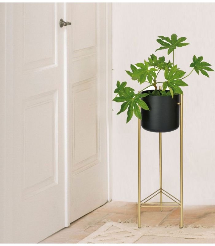 Gold Plant Stands Throughout Fashionable Plant Stand Black And Gold Metal – Height 66cm (View 2 of 10)