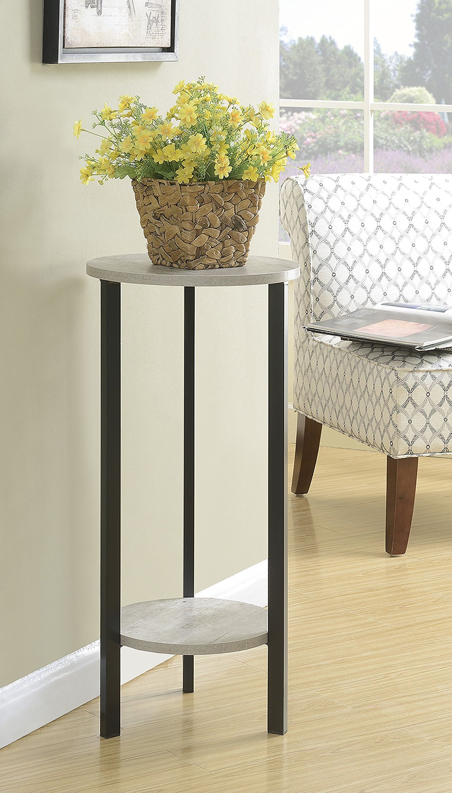 Greystone Plant Stands Regarding Favorite Amazon: Convenience Concepts Graystone 31" Plant Stand, Faux Birch /  Black : Home & Kitchen (View 10 of 10)