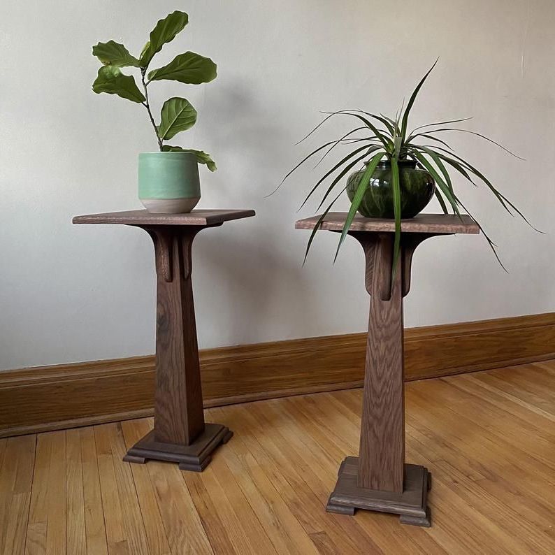 Handmade Pedestal Plant Stand, Hardwood—perfect For Heavy Pots!ben  Newman Furniture (View 9 of 10)