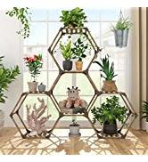 Hexagon Plant Stands With Regard To 2017 Allinside Hexagonal Plant Stand Indoor, Wood Outdoor Plant Shelf For Plants,  7 Potted Ladder Plant Holder Transformable Plant Pot Stand For Corner  Window Garden Balcony Living Room – 7 Tiers (View 4 of 10)