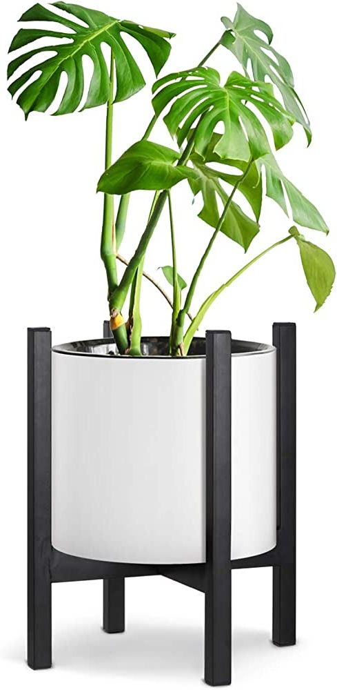 Latest Decorlife 10 Inch Black Plant Stand, Mid Century Modern Planter Stands For  Indoor Plants, Adjustable Height, Sturdy Metal, Simple And Clean, Single Plant  Stand (excluding Pot) In 10 Inch Plant Stands (View 2 of 10)