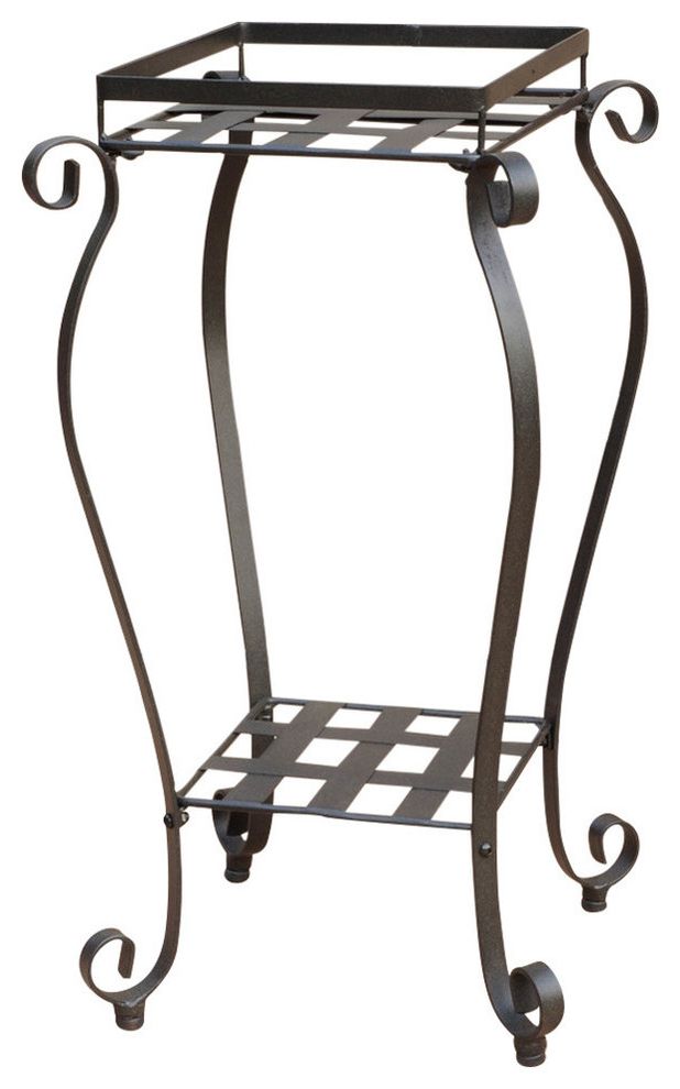 Mandalay Square Iron Plant Stand, Antique Black – Mediterranean – Planter  Hardware And Accessories  International Caravan (View 10 of 10)