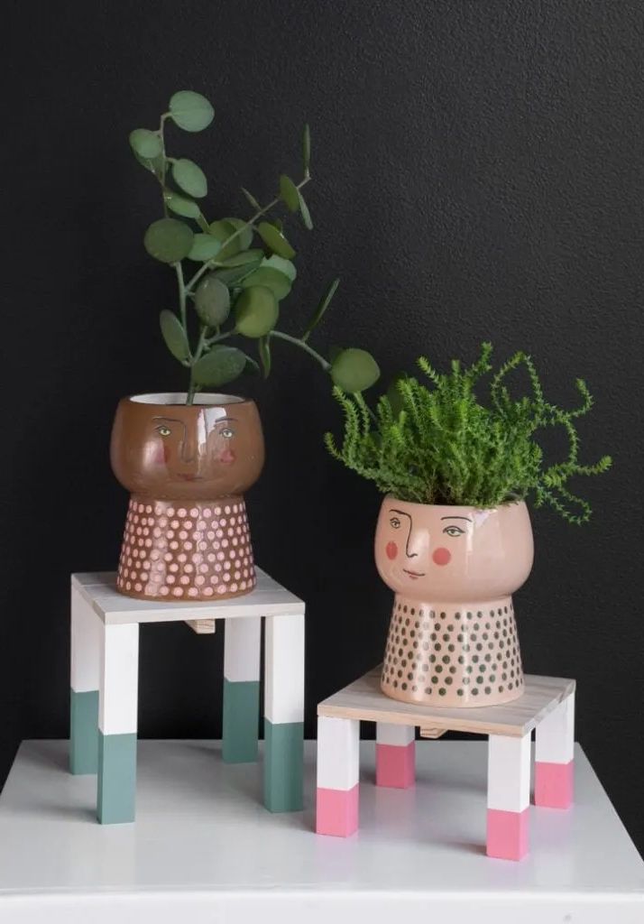 Most Popular Painted Mini Plant Stands: Diy Scrapwood Dipped Leg Plant Stands! Pertaining To Painted Wood Plant Stands (View 5 of 10)