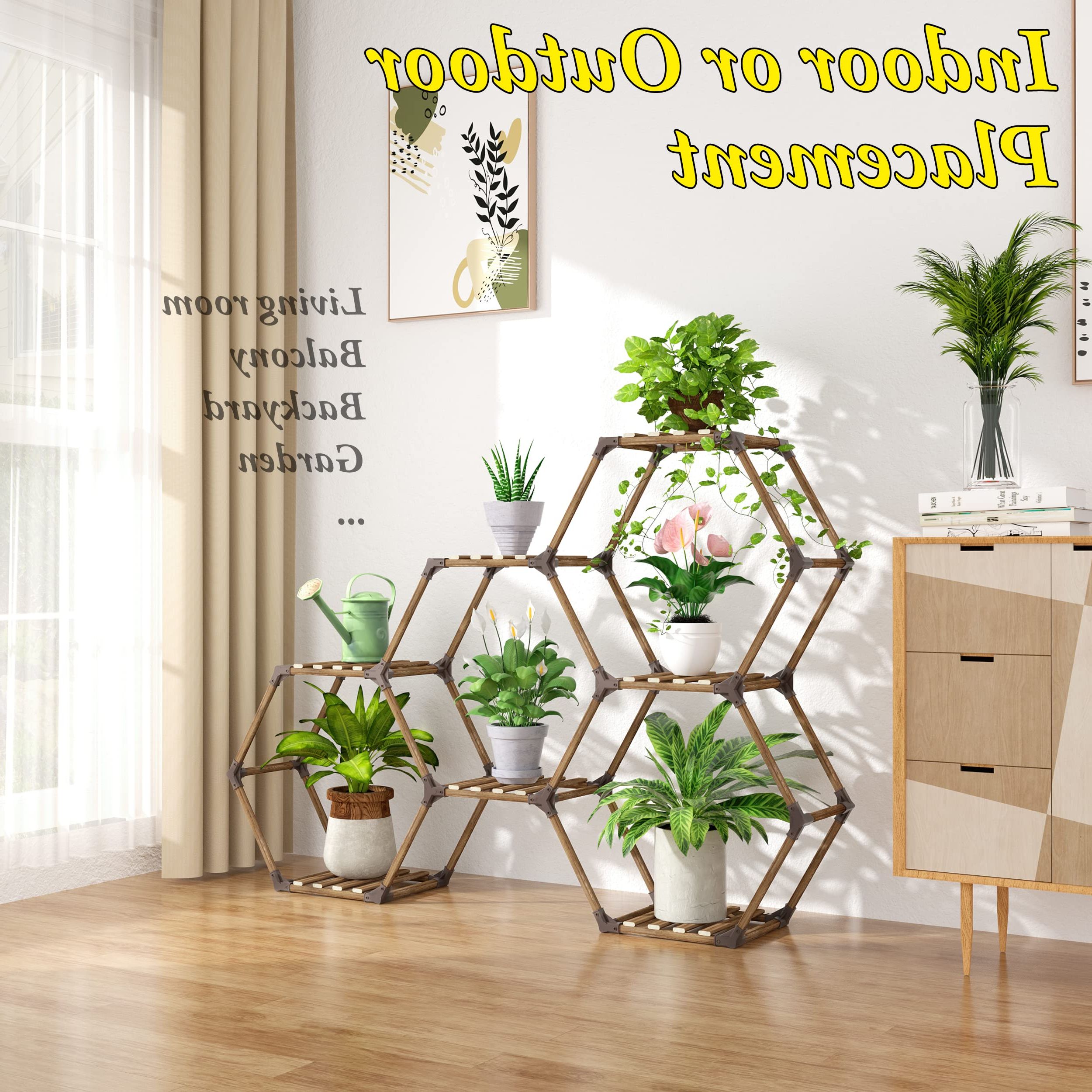 Most Popular Tikea Plant Stand Indoor Hexagonal Plant Stand For Multiple Plants Indoor  Outdoor Large Wooden Plant Shelf Creative Diy 7 Tiered Flowers Stand Rack  For Living Room Balcony Patio Window For Hexagon Plant Stands (View 5 of 10)