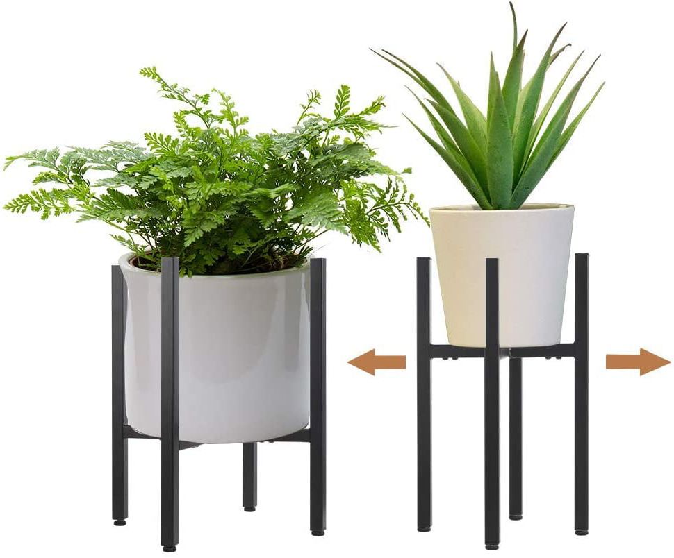 Most Recent Metal Plant Stand Indoor With Adjustable Width Fits 8 To 12 Inch  Pots,mid Century Flower Holder For Corner Display Black(planter And Pot Not  Included) – Walmart With 12 Inch Plant Stands (View 8 of 10)