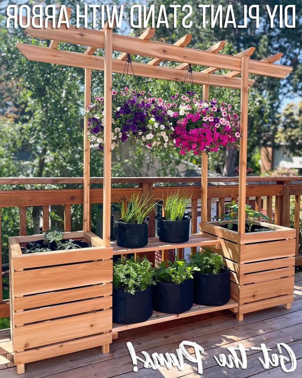 Most Recent Outdoor Plant Stands With Regard To Diy Outdoor Plant Stand With Arbor – The Handyman's Daughter (View 2 of 10)
