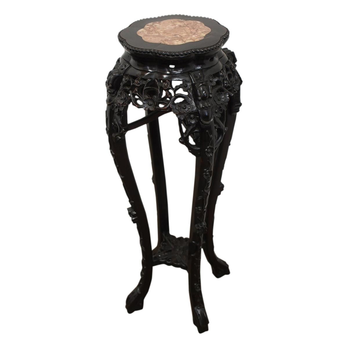 Most Recently Released Chinese Dark Wood And Marble Plant Stand – Georgian Antiques Pertaining To Black Marble Plant Stands (View 5 of 10)