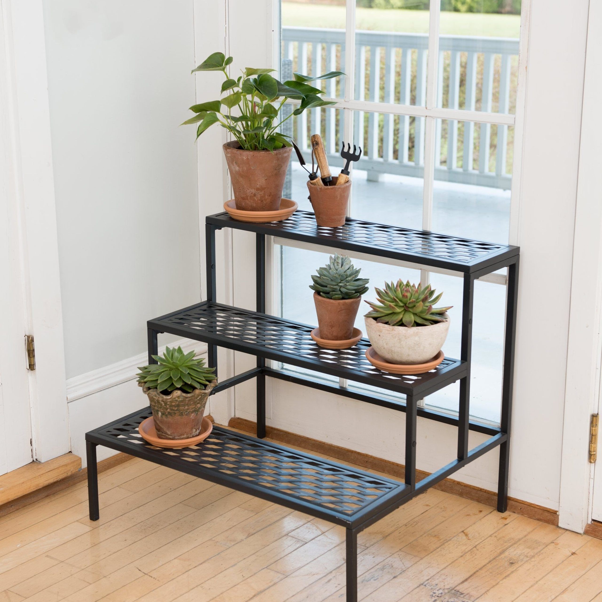 Most Recently Released Lattice Multi Tiered Plant Stand – Black (View 6 of 10)