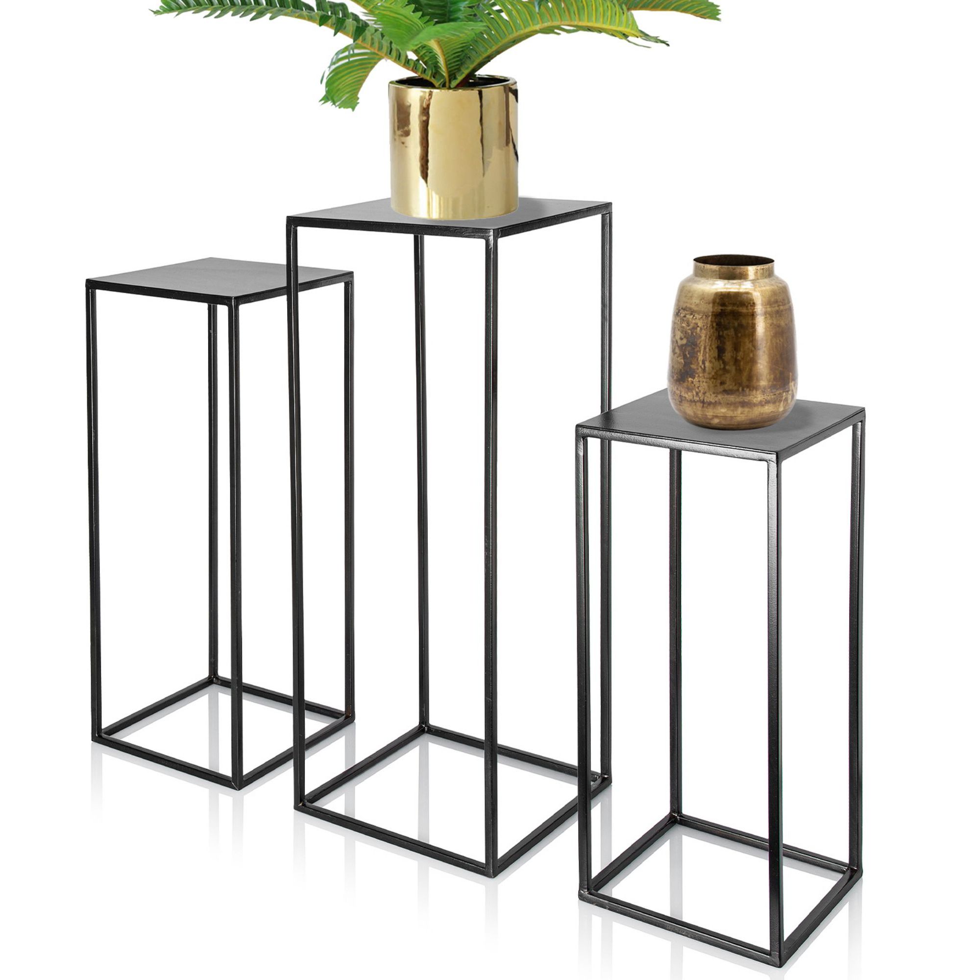 Most Up To Date Square Plant Stands Regarding Trio Metal Plant Stand With High Square Rack Flower Holder (View 2 of 10)