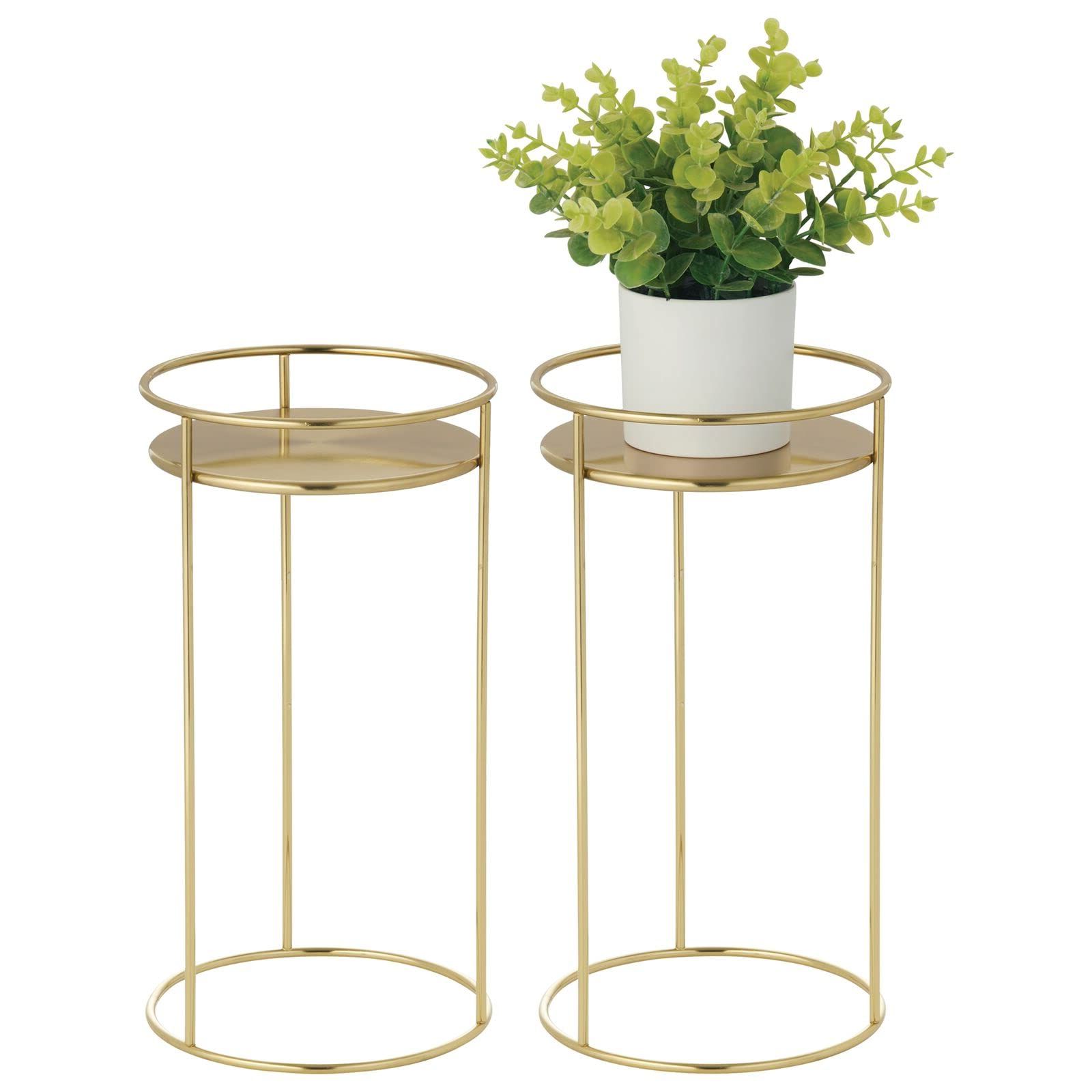 Newest Amazon: Mdesign Metal 15 Inch Tall Circular Plant Stand, Planter Holder  Contemporary Design Round Tray For Table, Garden; Holds Indoor/outdoor  Plants, Flower Pot – Concerto Collection – 2 Pack – Soft Brass : With Regard To 15 Inch Plant Stands (View 6 of 10)
