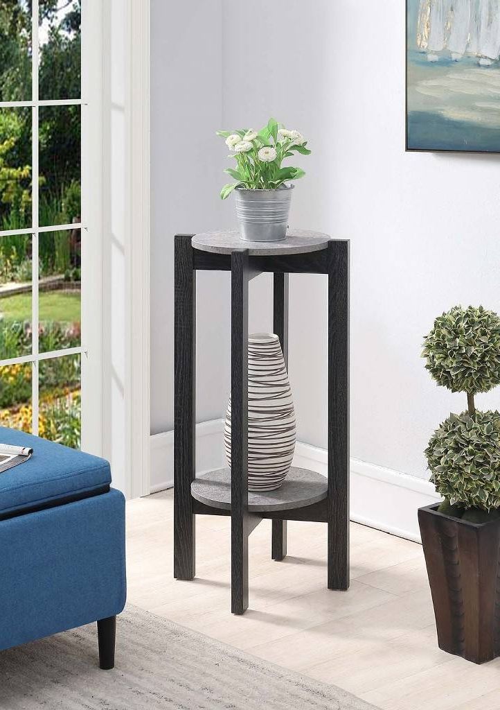 Newport Deluxe Plant Stand In Faux Cement / Weathered Gray – Convenience  Concepts 121152cmwgy Throughout Popular Weathered Gray Plant Stands (View 10 of 10)