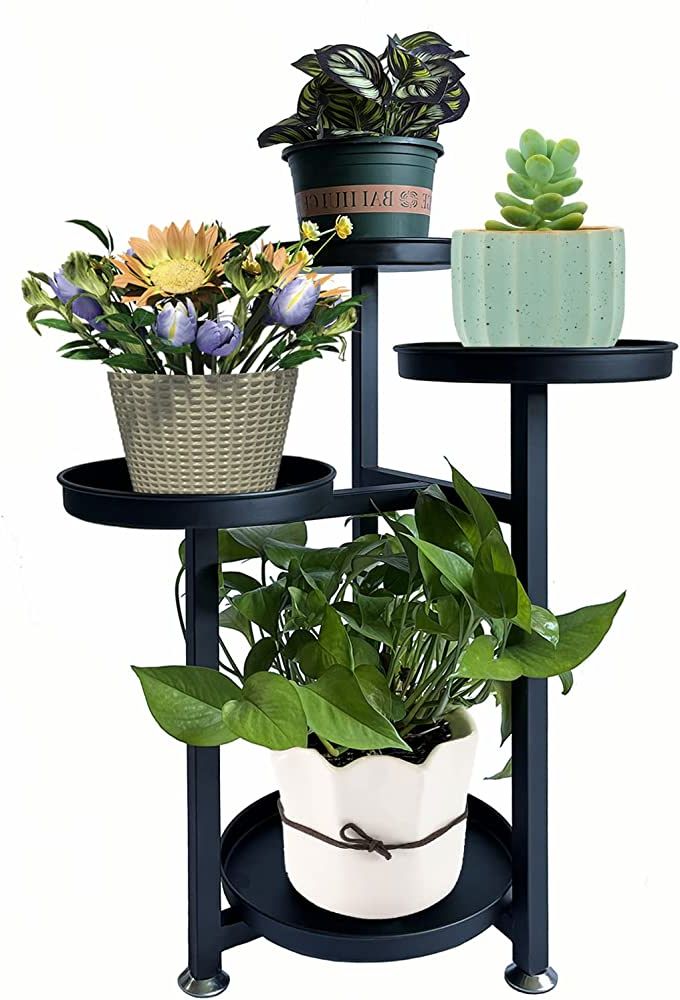 Plant Stand Indoor Plant Shelf 24 Inches In Height Metal Plant Stands For  Indoor Plants Multiple 4 Tier 4 Potted Plant Holder For Garden Balcony  Living Room Black With Regard To Most Up To Date 24 Inch Plant Stands (View 2 of 10)