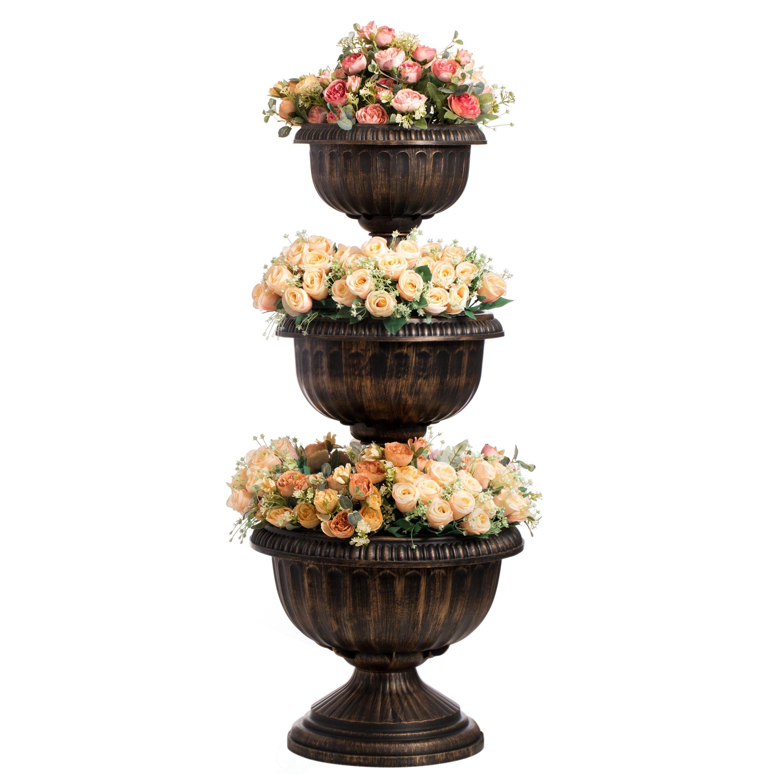 Plant Stands With Flower Bowl For Popular Garden Triple Stacked Flower Bowl Urn Tier Planter Decoration – Overstock –   (View 2 of 10)