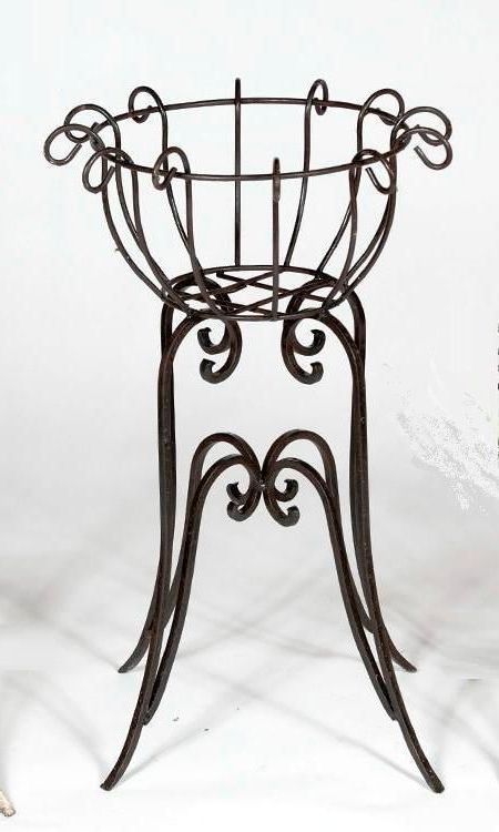 Preferred Wrought Iron Plant Stands Intended For 27 Tall X 17 Wrought Iron Round Heavy Plant Stand Medium Size Pot (View 7 of 10)
