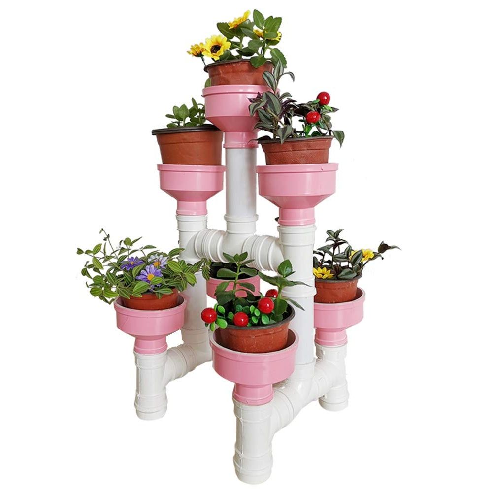 Pvc Plant Stands Throughout Newest Amazon : Xjjun Plant Flower Stand Water Pipe Flower Pot Creative Way  Planting Vegetables Pvc Balcony Lighthouse High Capacity, 8 Colors, 2 Sizes  (color : A 45x27cm) : Patio, Lawn & Garden (View 5 of 10)