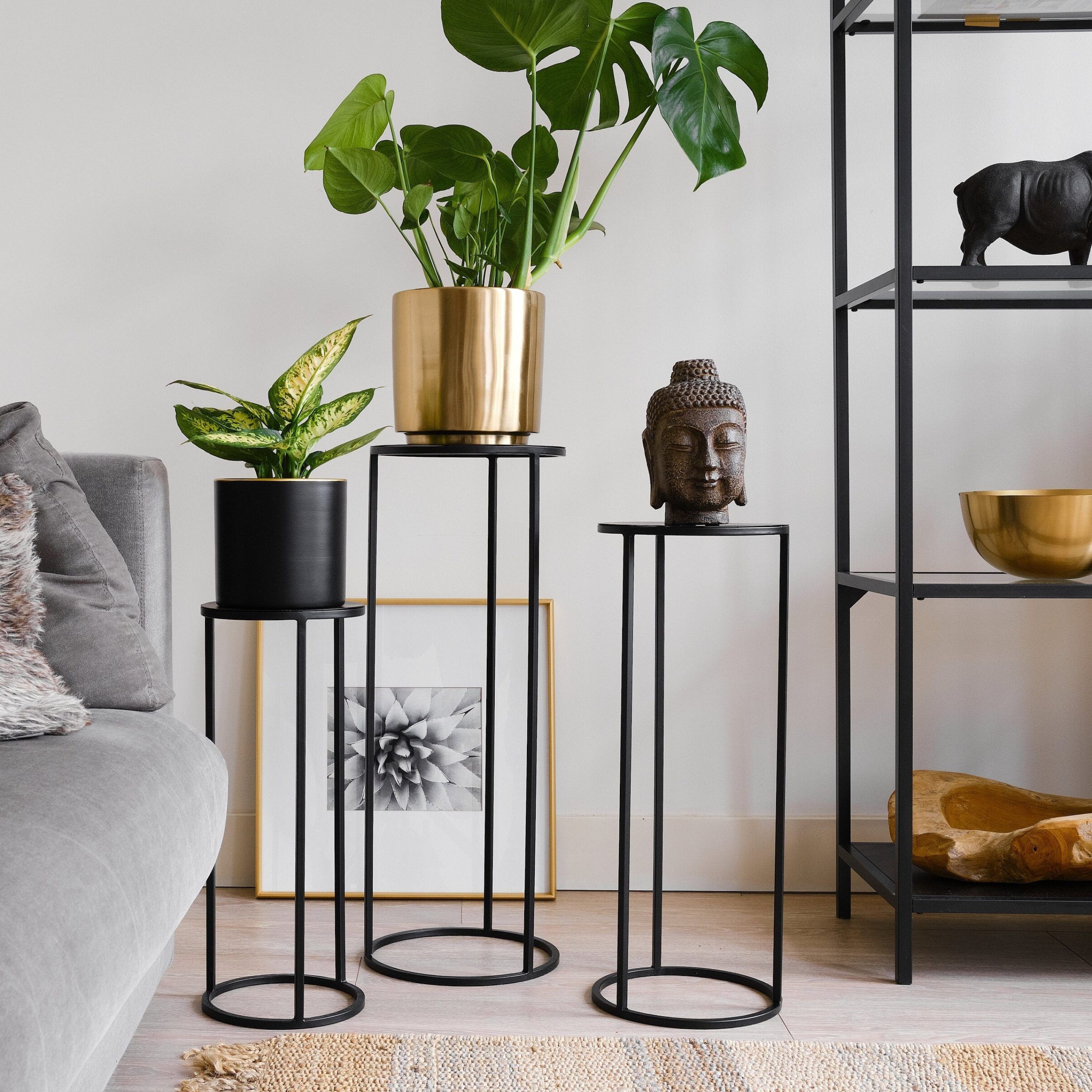 Set Of 3 Metal Plant Stand Nesting Display End Table Round – Etsy Ireland In Most Recently Released Metal Plant Stands (View 3 of 10)