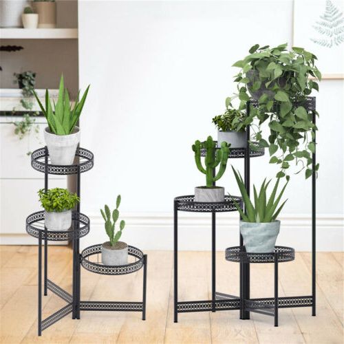Strong 3/4 Tier Plant Stand Folding Nesting Plant Holder Vintage Garden  Patio (View 10 of 10)