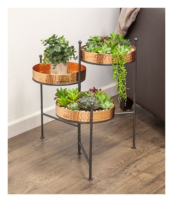 Three Tier Plant Stands Within Trendy 3 Tier Plant Stand With Copper Trays – Down To Earth Home, Garden And Gift (View 8 of 10)