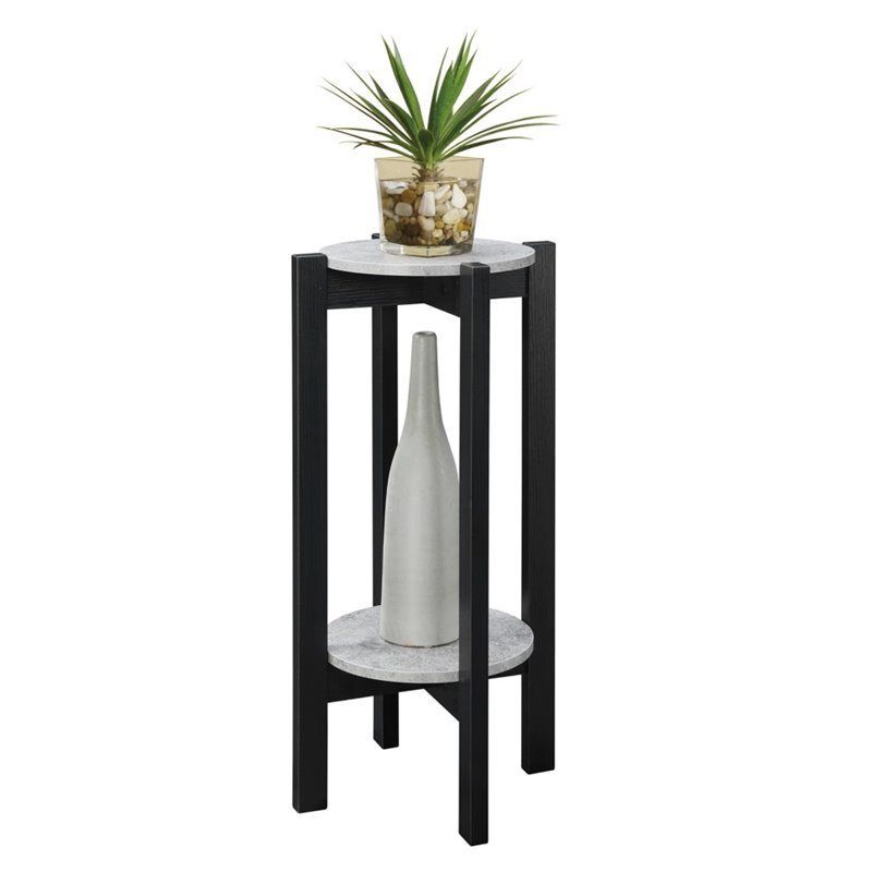Trendy Convenience Concepts Newport Deluxe Plant Stand In Black Wood Finish (View 3 of 10)