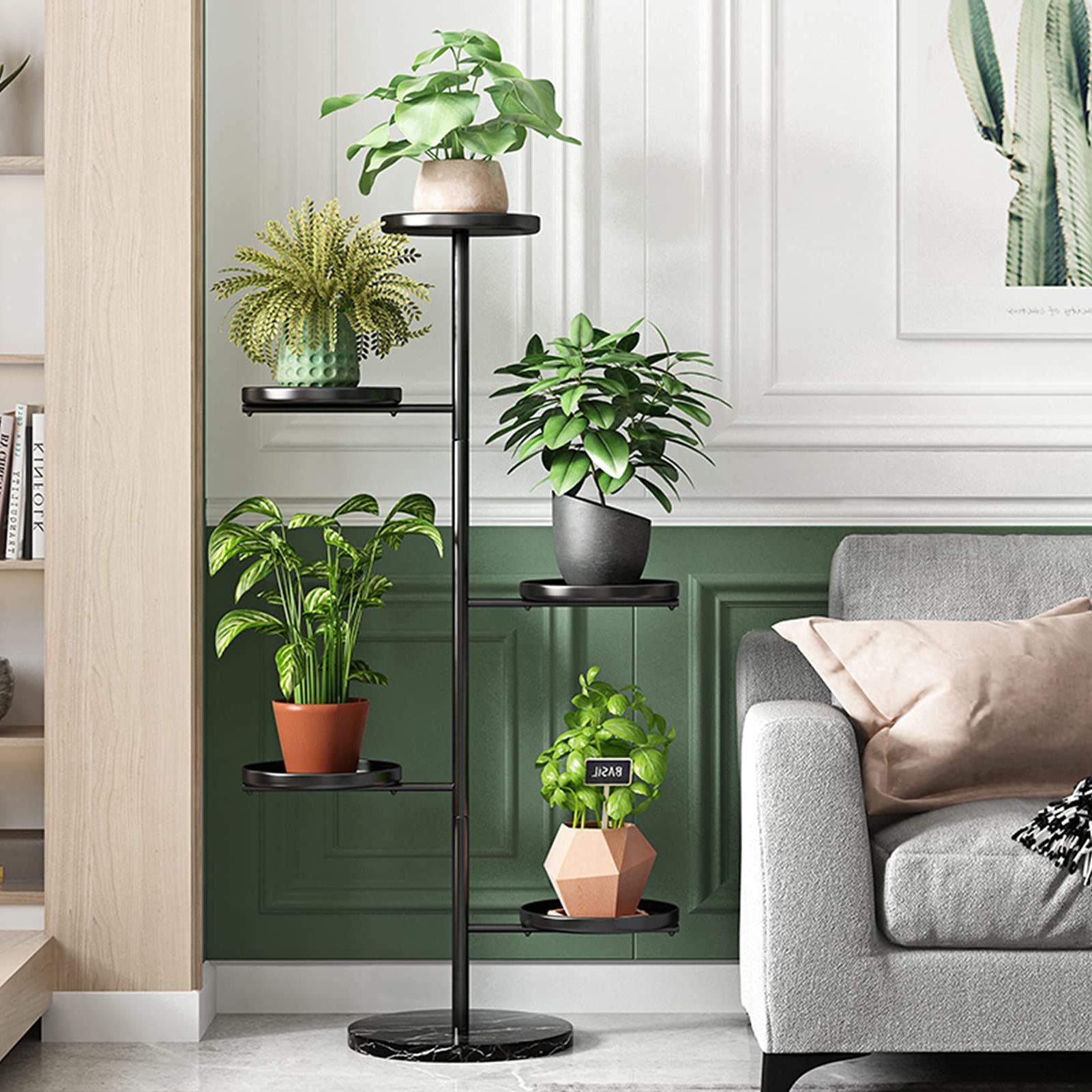 Well Known Amazon : Kinkota Tall Plant Stand Indoor, 5 Tier Metal Plant Stand For  Multiple Plants, Modern Multi Tiered Corner Flower Pot Shelf For Home  Office Outdoor : Patio, Lawn & Garden Inside Tall Plant Stands (View 4 of 10)