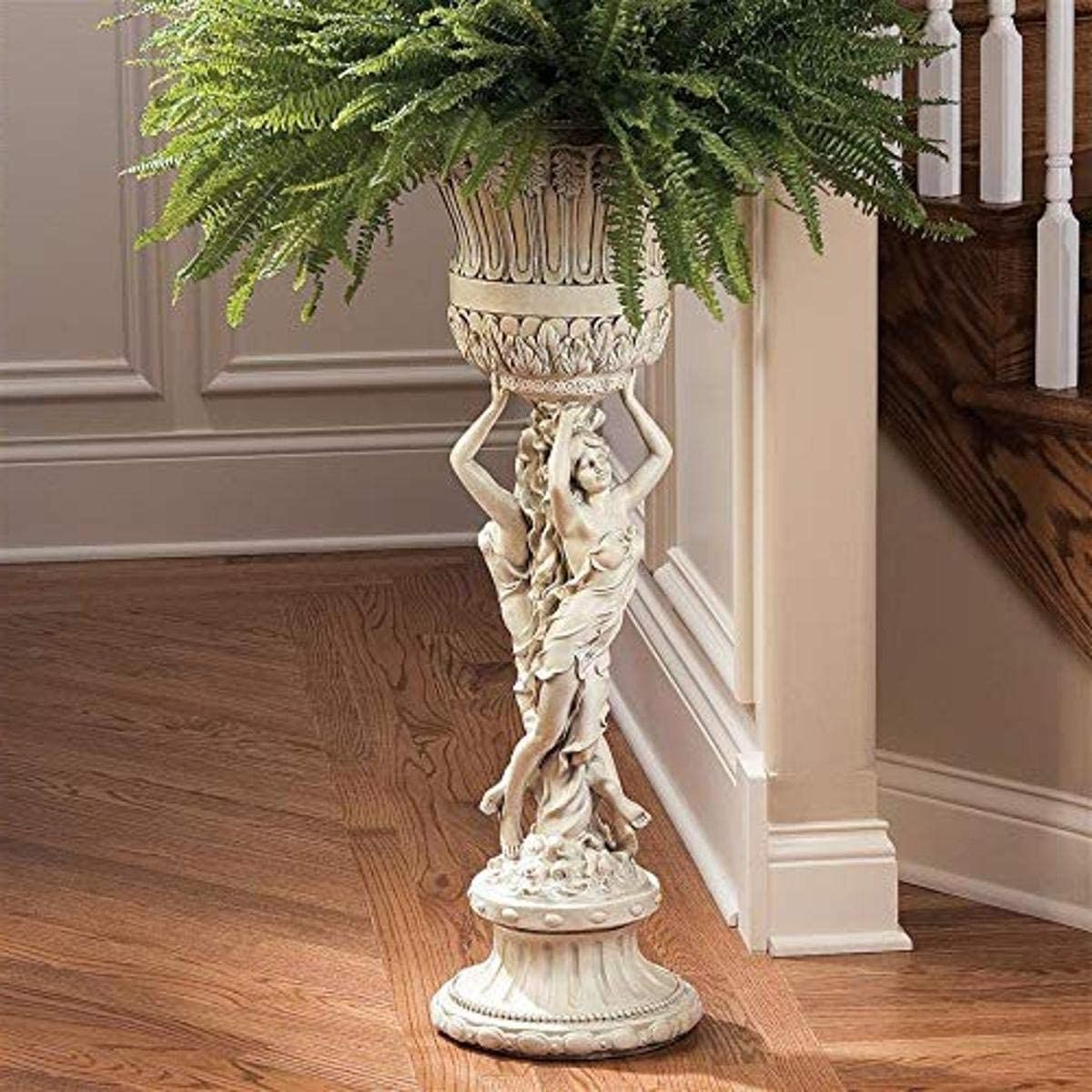 Well Known Design Toscano Ky9055 Les Filles Joyeuses Pedestal Column Plant Stand With  Urn, Polyresin, Antique Stone, 91.5 Cm : Amazon.co (View 1 of 10)
