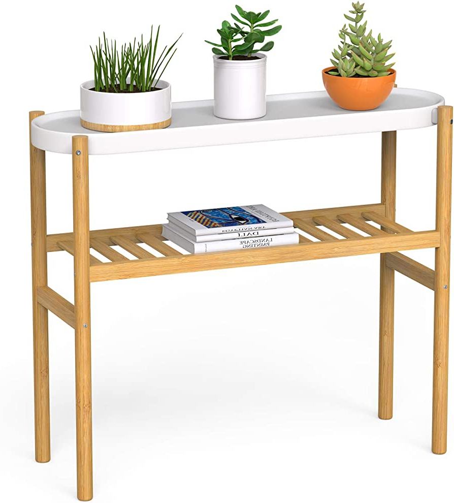 Well Known Plant Stands With Table In Amazon: Wisuce Bamboo Plant Shelf Indoor, 2 Tier Tall Plant Stand Table  For Multiple Plants, Window Table For Plants (2 Tier Shelf) : Patio, Lawn &  Garden (View 2 of 10)