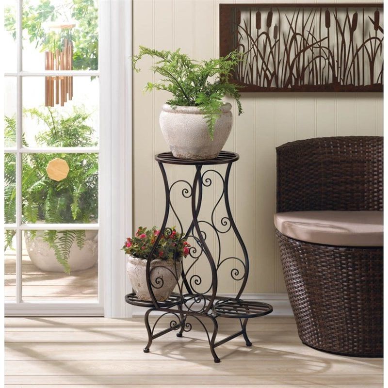 Widely Used Zingz & Thingz Hourglass Triple Metal Plant Stand In Brown (View 10 of 10)