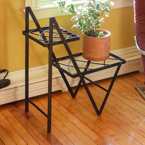 Zig Zag Modern 2 Tiered Plant Stand Side Table Indoor/outdoor – Etsy Uk Inside Most Recent Plant Stands With Side Table (View 9 of 10)