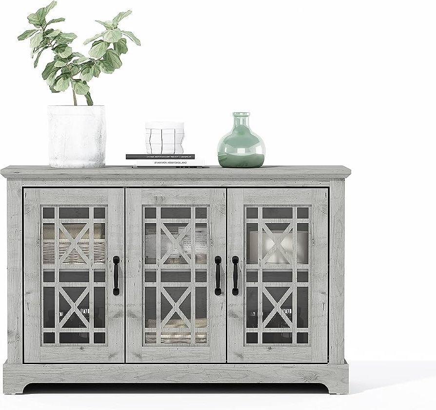 3 Door Accent Cabinet Sideboards For Preferred Amazon: Galano Isadora 3 Door Sideboard, Accent Cabinet, Storage Buffet  With Doors, Multifuctional Cupboard For Living Room, Entryway, Kitchen,  Adjustable Shelves, Dusty Grey Oak : Home & Kitchen (Photo 4 of 10)