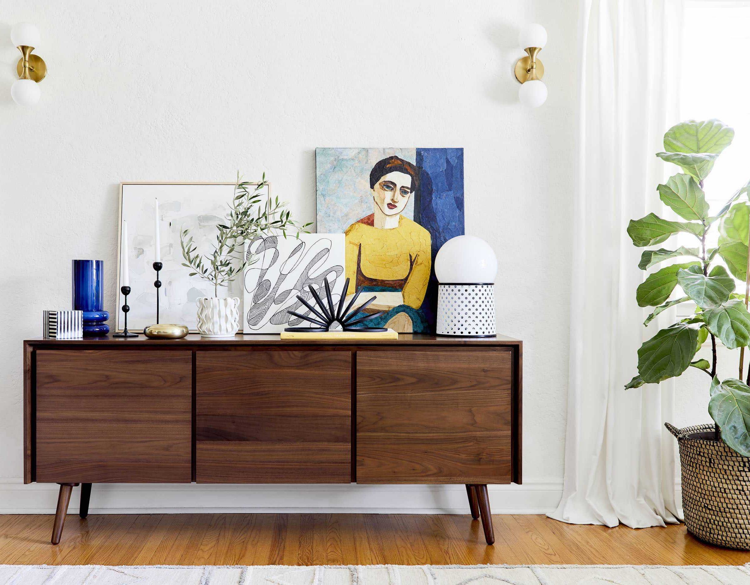 4 Ways To Style That Credenza For "real Life" + Shop Our Favorite Credenzas  – Emily Henderson For Most Current Credenzas For Living Room (Photo 3 of 10)