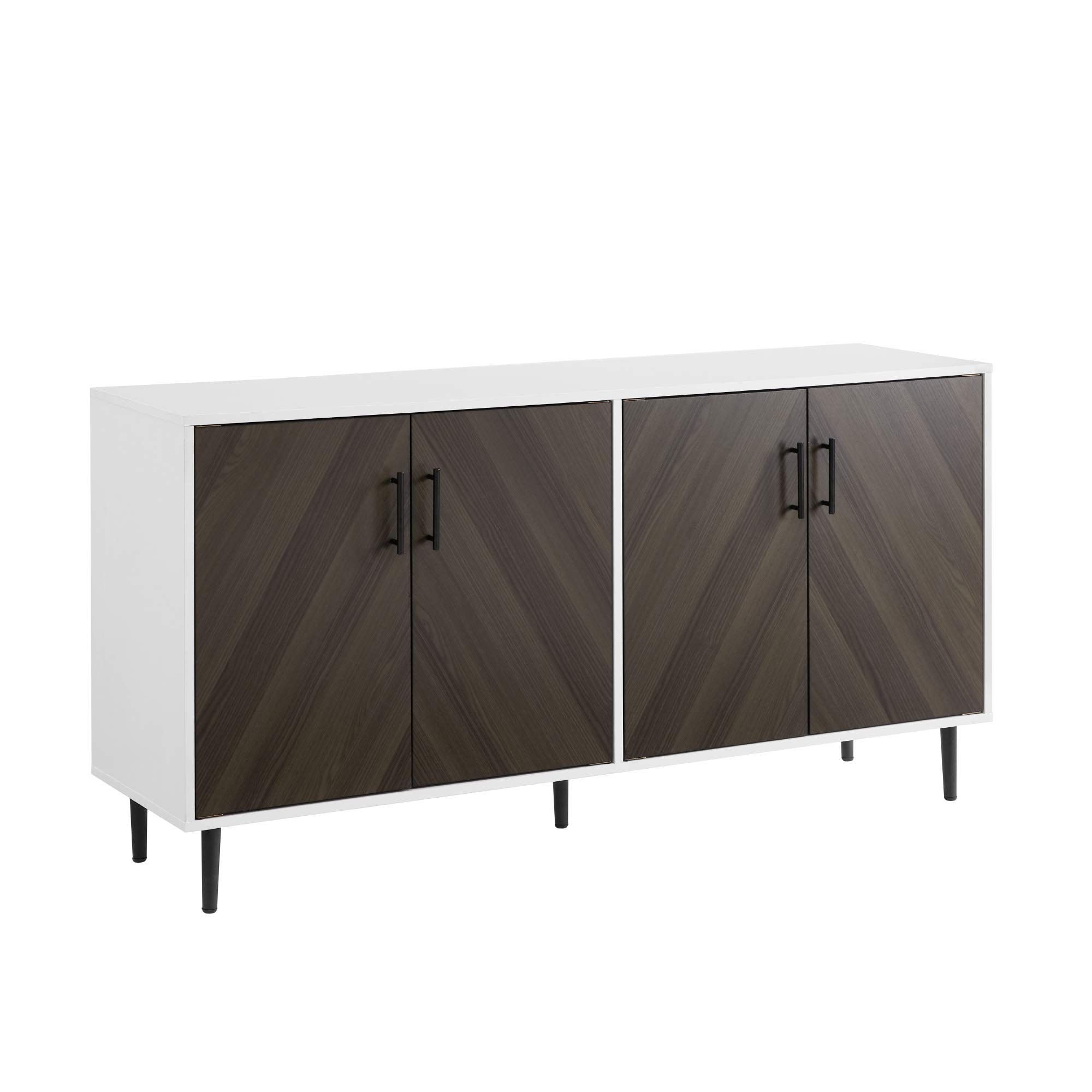 Amazon – Walker Edison Fehr Modern 4 Door Bookmatch Buffet, 58 Inch,  Ash Brown – Buffets & Sideboards With Fashionable Sideboards Bookmatch Buffet (View 5 of 10)