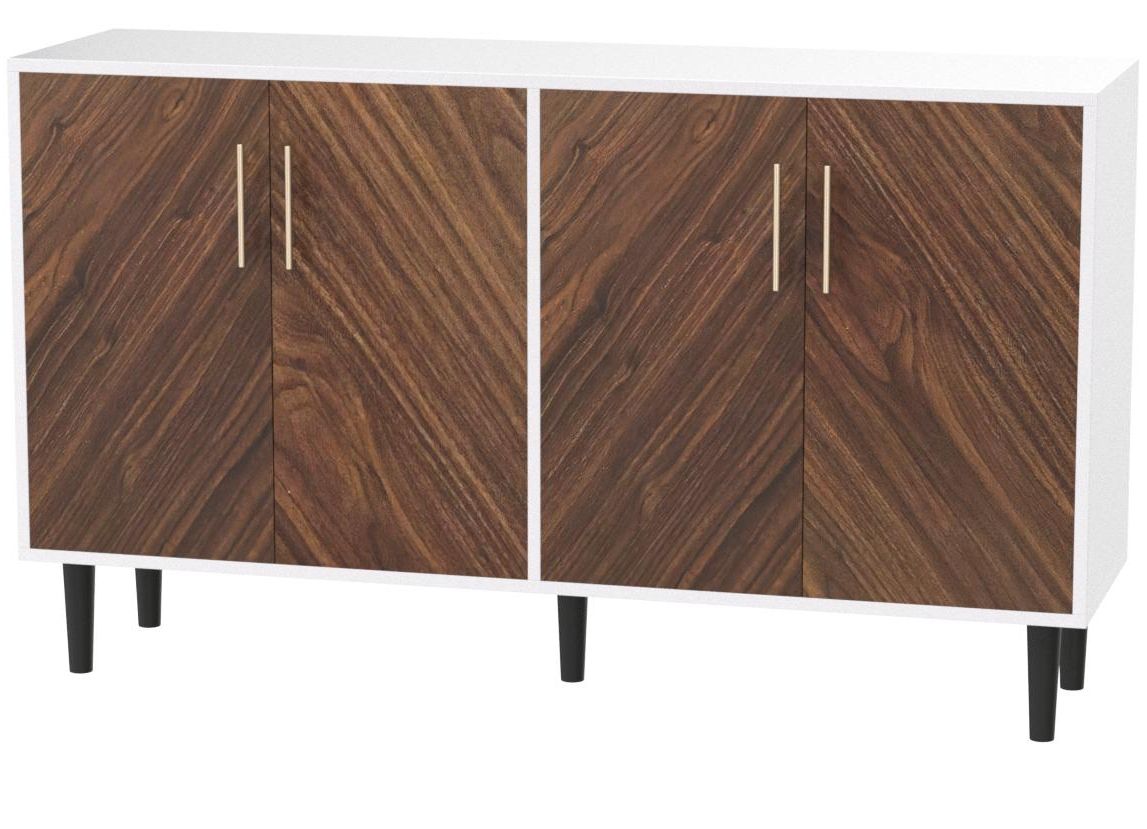 Amazon – White Buffet Sideboard Cabinet With Storage, 58'' Kitchen  Buffet Storage Cabinet With 4 Doors, Modern Buffets And Sideboards With  Adjustable Shelf, Mid Century Credenzas For Living Dining Room – Dining Pertaining To Most Current Sideboards Bookmatch Buffet (Photo 6 of 10)