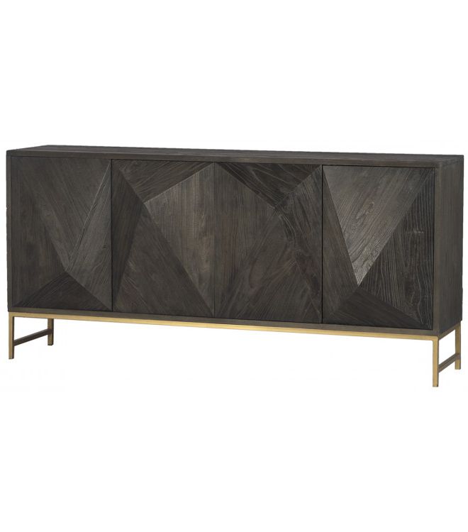 Dark Wood Geometric Block Design Buffet Sideboard With Fashionable Geometric Sideboards (View 6 of 10)