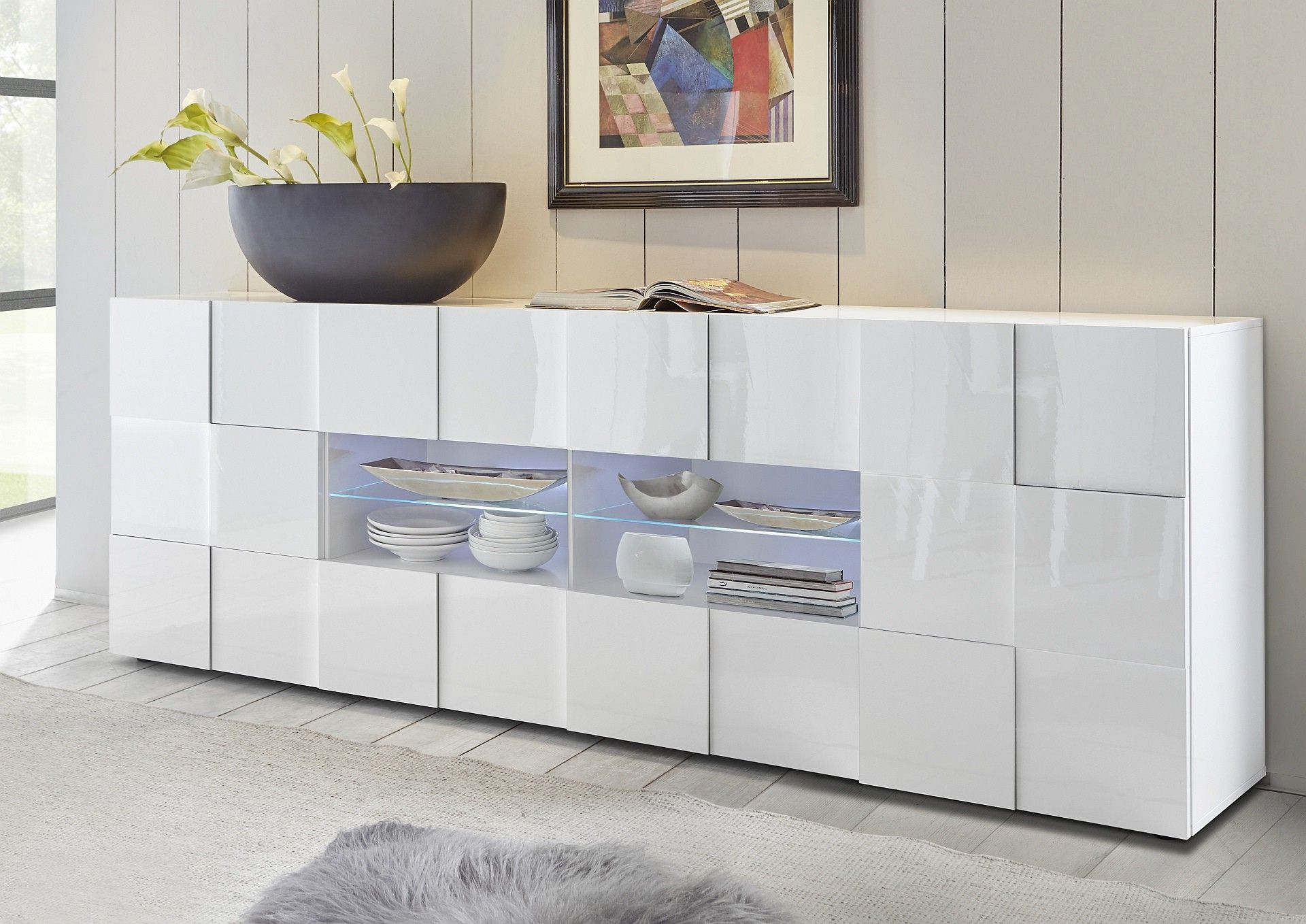 Diana 241cm White Gloss Sideboard With Led Lights – Sideboards (2839) –  Sena Home Furniture In Newest Sideboards With Led Light (Photo 3 of 10)