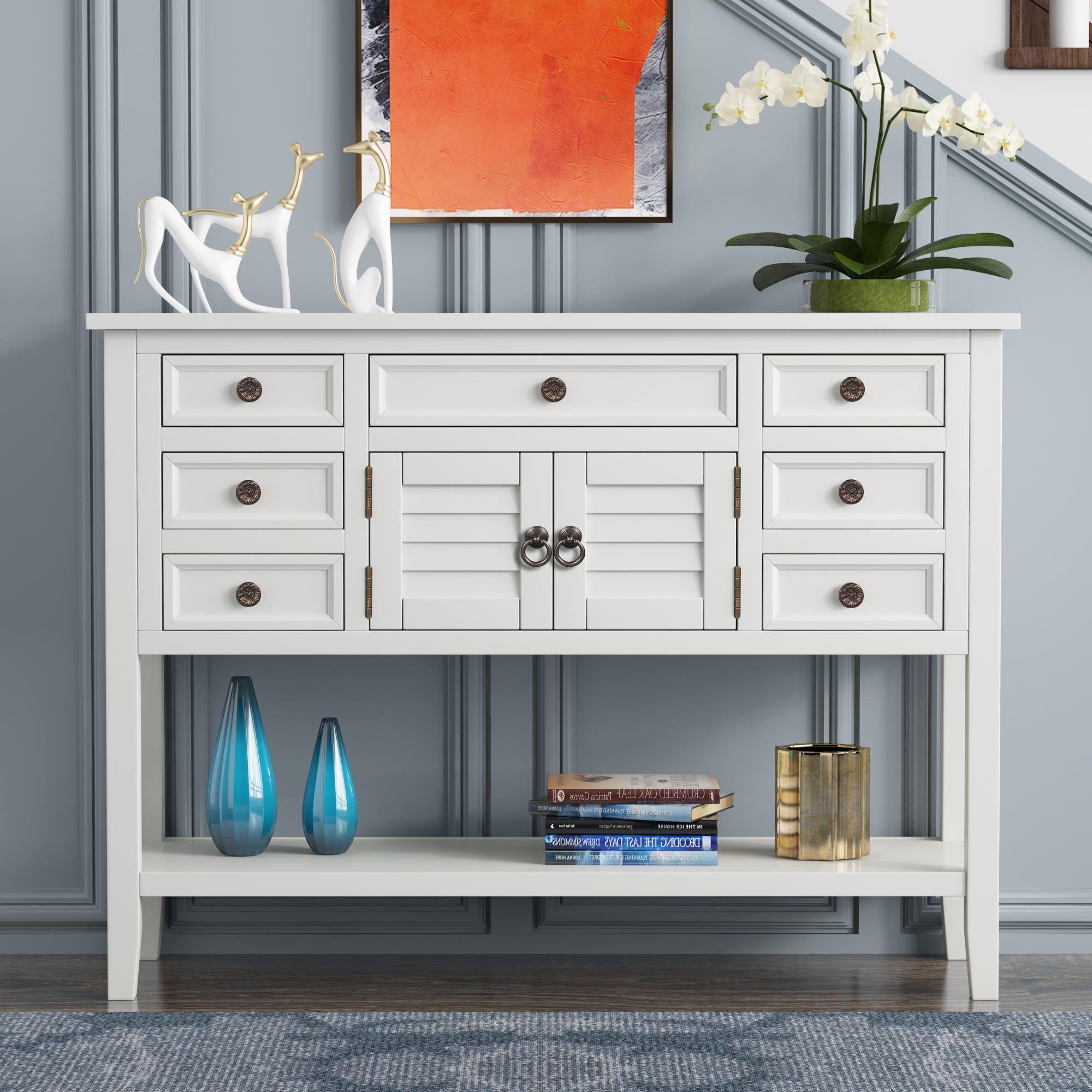 Entry Console Sideboards Within Fashionable 45" Console Table With Drawers, Farmhouse Entryway Tables, Buffet Cabinet  Sideboard Accent Entry Table, Wood Console Sofa Table Foyer Table For  Living Room, Modern Entryway Cabinet Table, White, A2076 – Walmart (View 7 of 10)