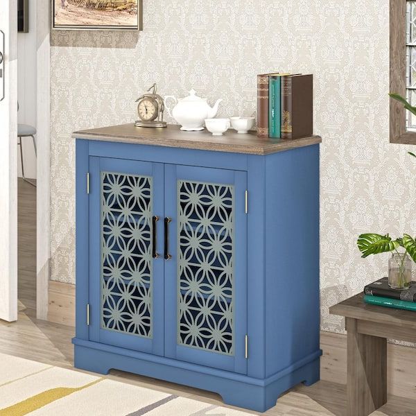 Festivo 30 In. Rustic Navy Storage Sideboard Accent Cabinet Fcb22131 – The  Home Depot Throughout Current Sideboards Accent Cabinet (Photo 4 of 10)