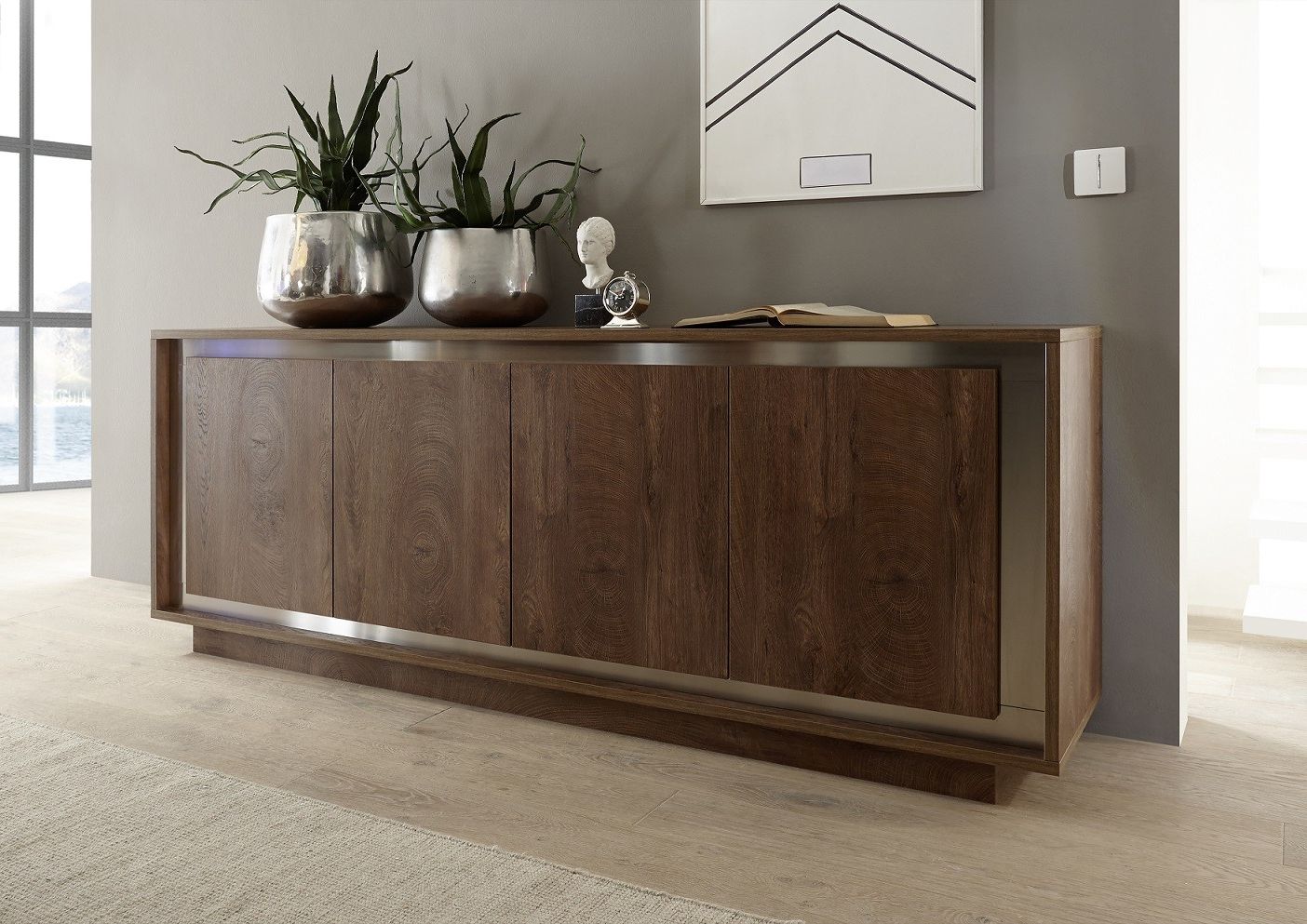 Latest Amber Modern Sideboard In Oak Cognac With Inlays – Sideboards (2542) – Sena  Home Furniture For Modern And Contemporary Sideboards (View 10 of 10)