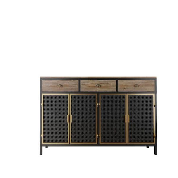 Most Recent 3 Doors Sideboards Storage Cabinet With Wetiny 47.64" Wide 3 Doors Modern Sideboard With 3 Top Drawers,  Freestanding Sideboard Storage Cabinet Entryway Floor Cabinet Z T 062241394  – The Home Depot (Photo 7 of 10)
