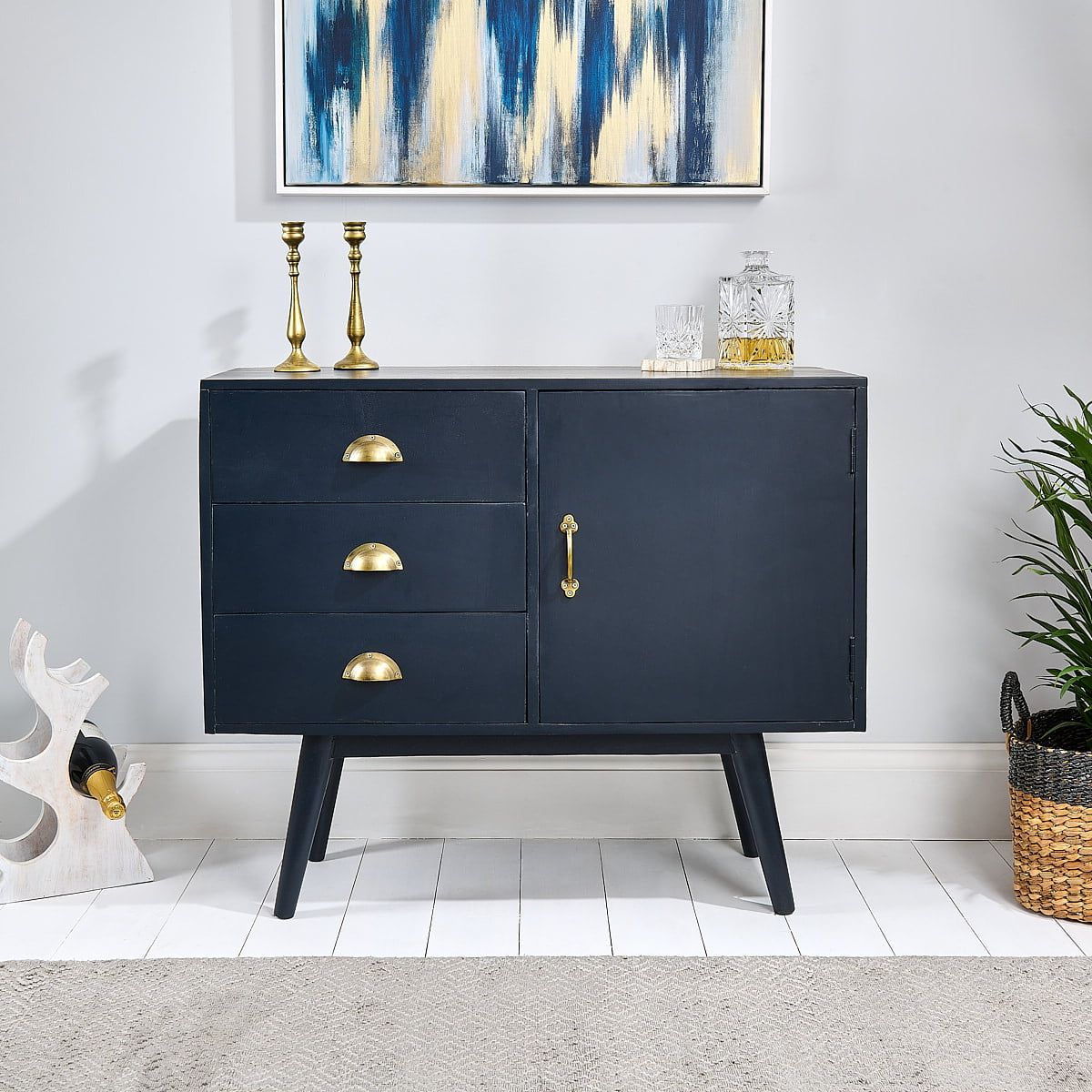 Navy Blue Sideboards With Most Current Antique Blue Sideboard Navy – Ellie – Zaza Homes (Photo 1 of 10)