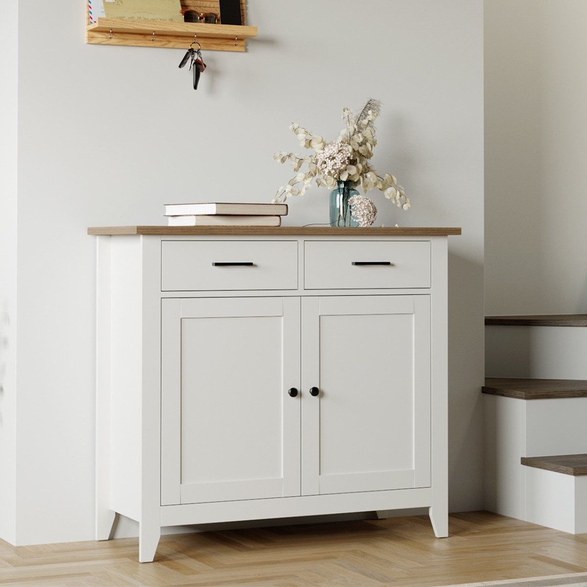 Newest Sideboards For Entryway For Homfa Entryway Storage Cabinet, Sideboard With 2 Drawers For Kitchen Living  Room, White – Walmart (Photo 9 of 10)
