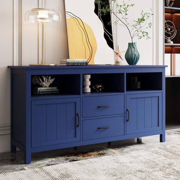 Preferred Athmile Navy Blue Sideboard With Cabinet And Drawers Gzx B2w20221133 – The  Home Depot Within Navy Blue Sideboards (View 2 of 10)